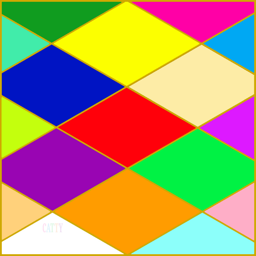 Colorful geometric diamond pattern with bright multicolored tiles in isometric arrangement