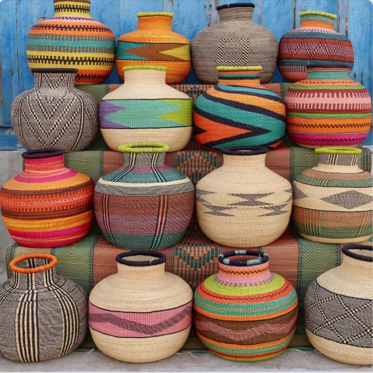 Colorful Woven Vases Collection