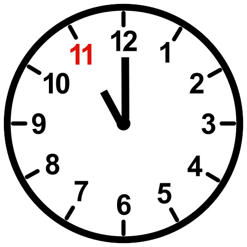 Clock Showing Eleven