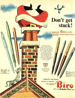 Santa Stuck in Chimney Vintage Ad