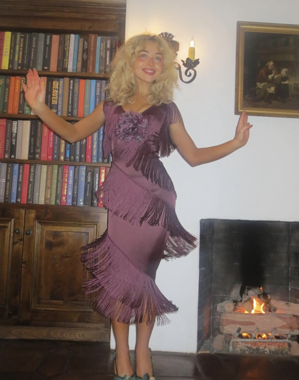 Sabrina Carpenter Purple Fringe Dress