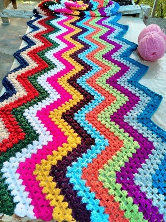Colorful Crochet Chevron Blanket
