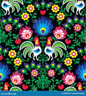 Polish Folk Art Roosters Pattern