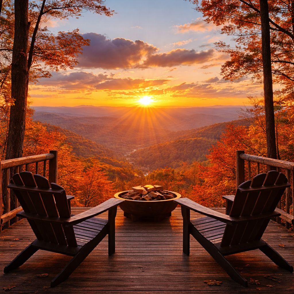 Autumn Mountain Deck Sunset