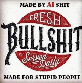 Black and red typographic poster with 'Fresh Bullshit Served Daily' and text above and below