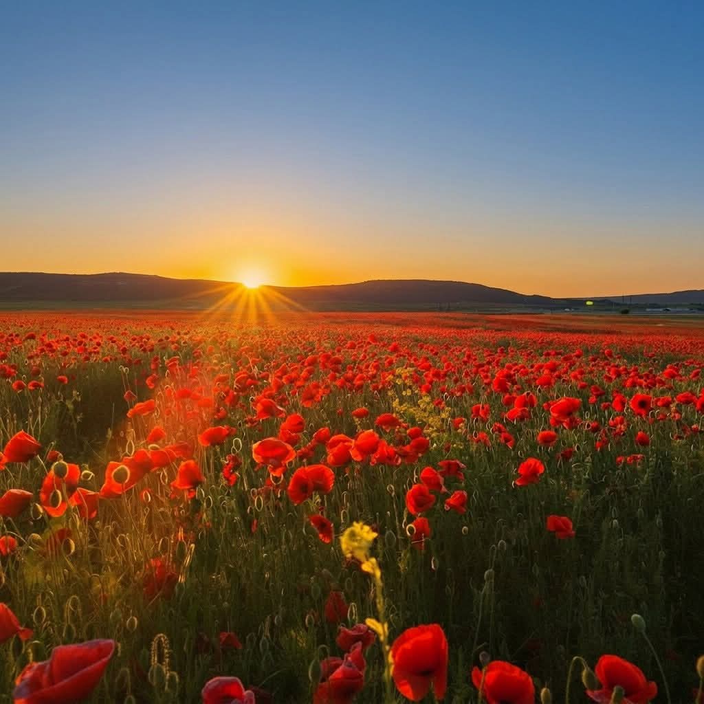 Poppy Field Sunset
