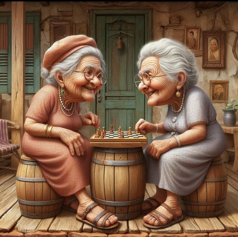 Elderly Women Playing Chess