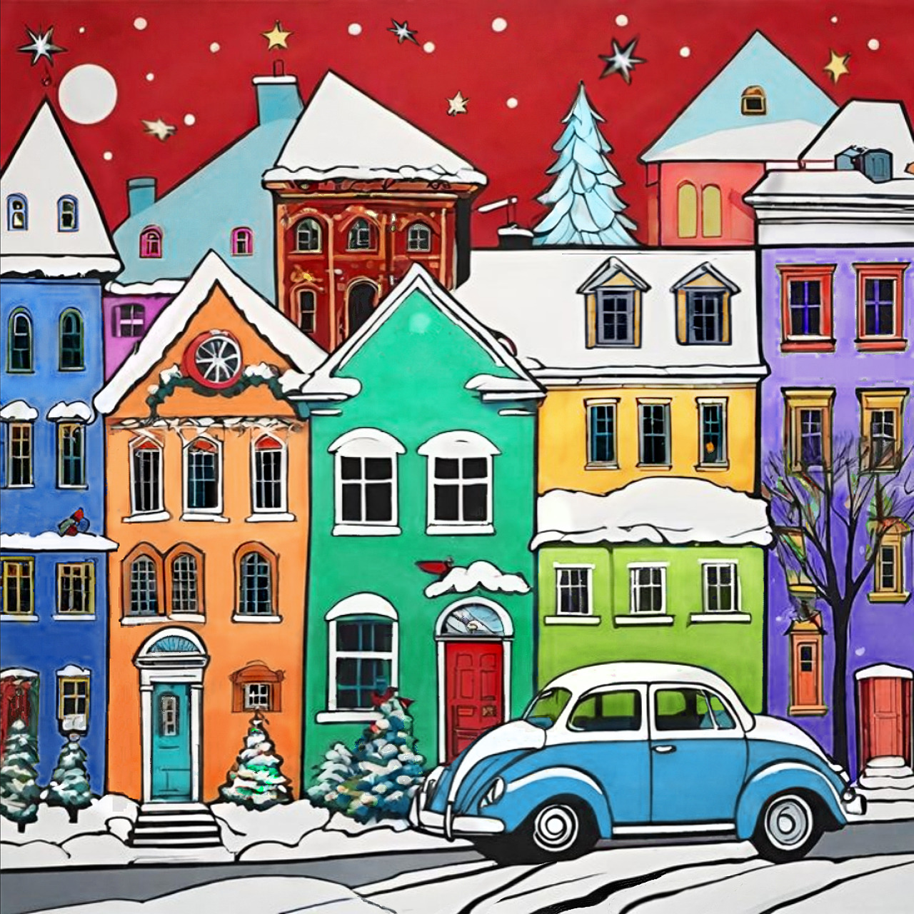 Winter Village Street Scene