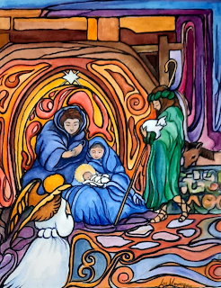 Nativity Stained Glass Painting