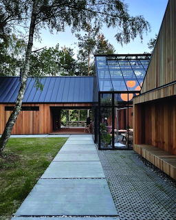 Modern Wooden House Glass Walkway