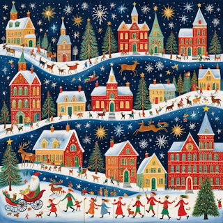 Christmas Village Winter Scene