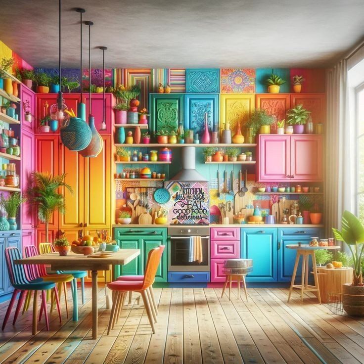 Vibrant Colorful Kitchen Interior