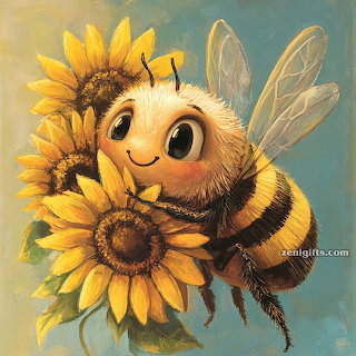 Bee with Sunflowers