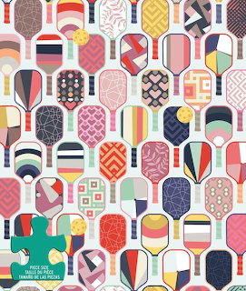 Repeating pattern of colorful retro hot air balloons with geometric designs