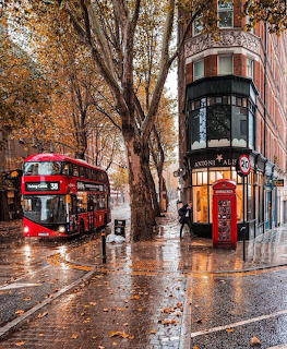 Rainy London Street Scene
