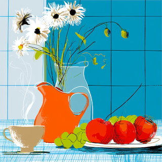 Flowers and Fruit Still Life