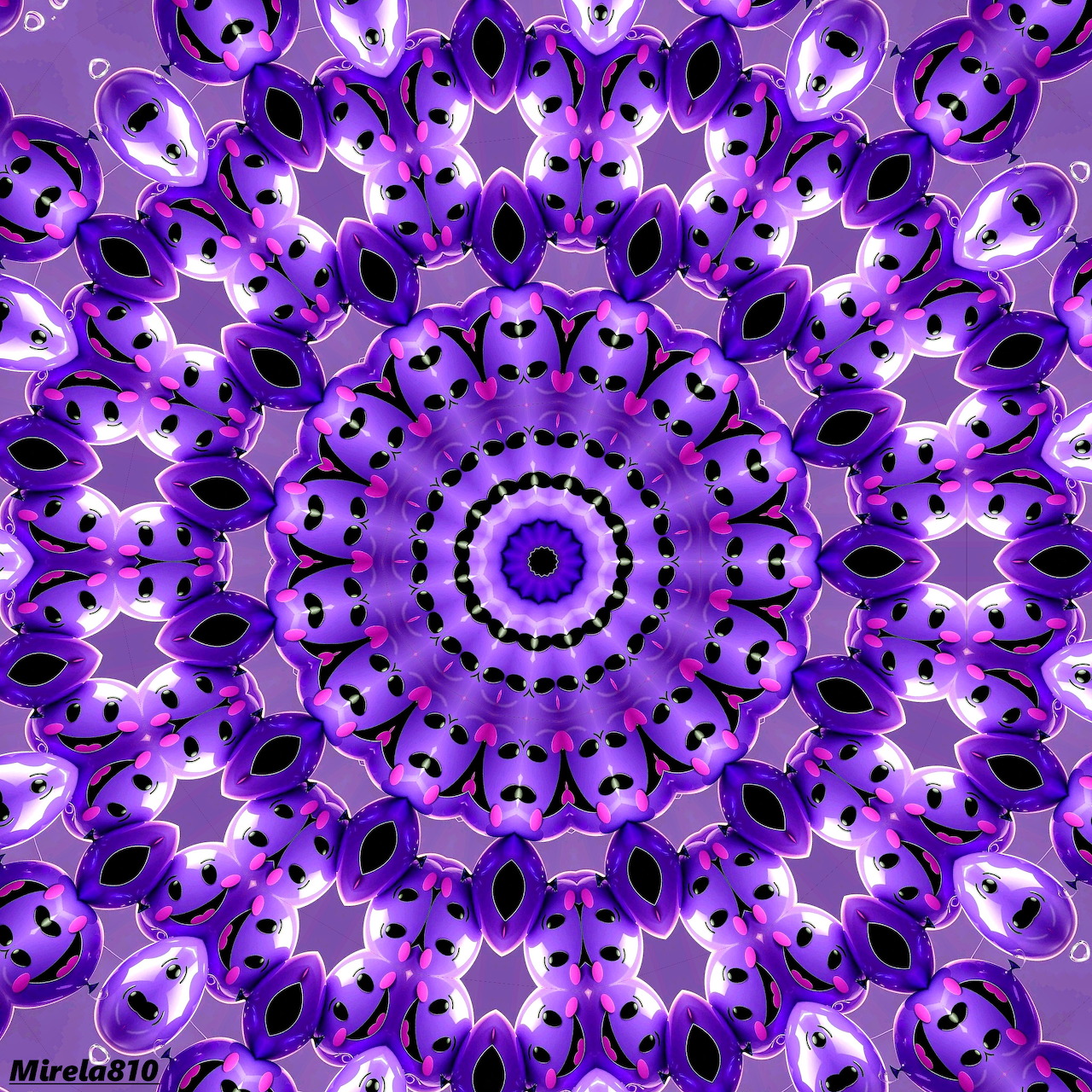 Ornate purple and white mandala with intricate geometric patterns radiating from center
