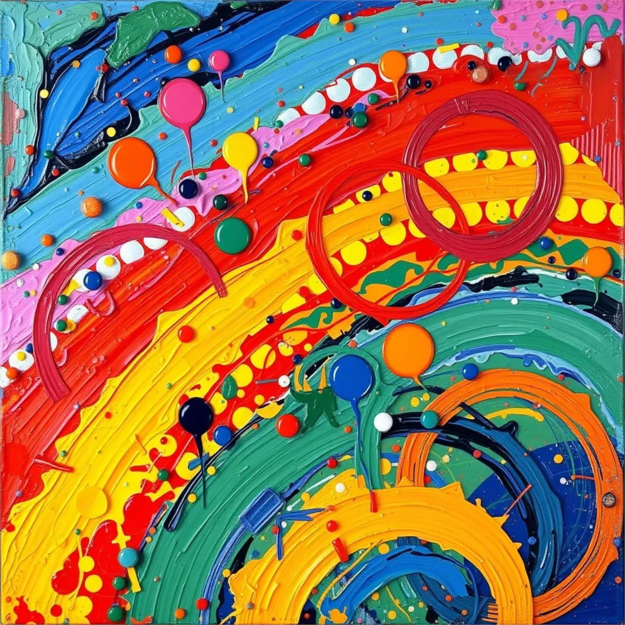 Abstract Rainbow Swirl Painting