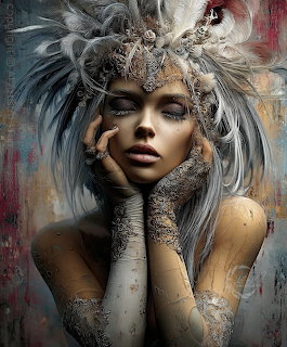 Fantasy Woman Feather Headdress