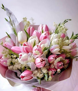 Pink and White Tulip Bouquet