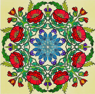 Floral Mandala with Red Poppies