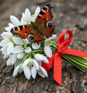 Butterfly on Snowdrops