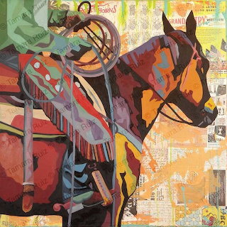 Horse Rider Collage Art