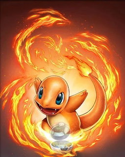 Charmander Pokémon surrounded by swirling flames