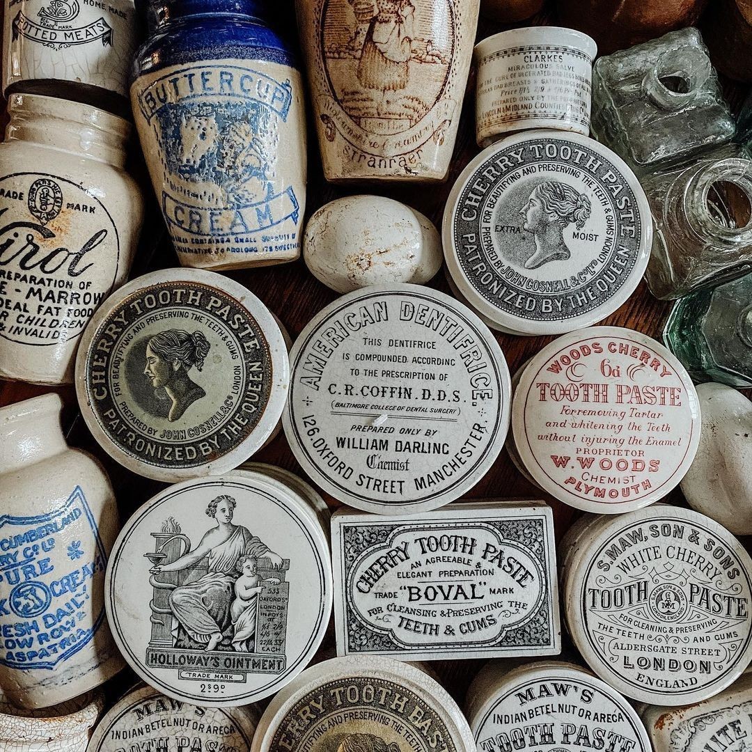 Antique Toothpaste and Cosmetics Pots