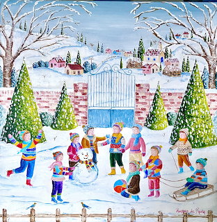 Winter Village Snowman Scene