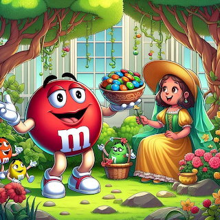 M&M Character in Garden Scene