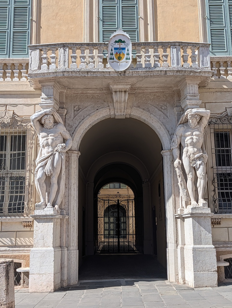 Palazzo Arcivescovile historic building facade in Mantova, Italy