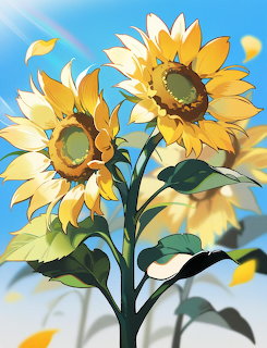 Anime Sunflowers Rainbow