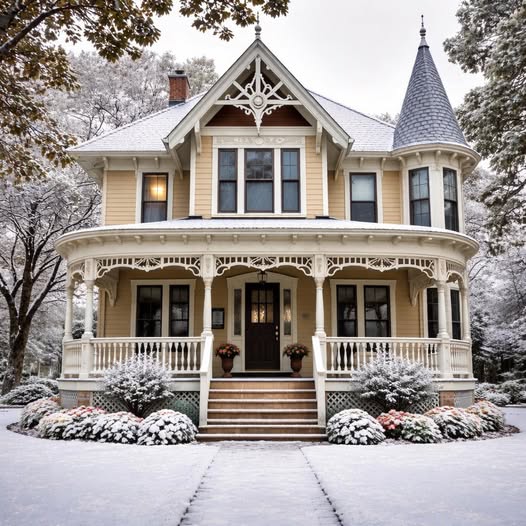 Victorian House in Snow