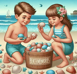 Children Collecting Seashells Beach