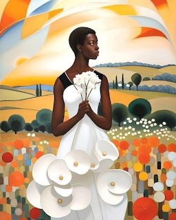 Woman in White Dress Field
