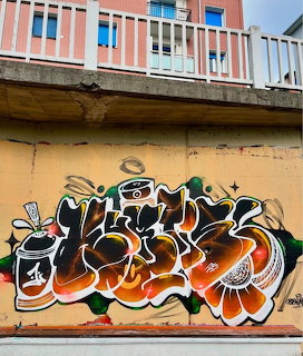 Orange Graffiti Mural