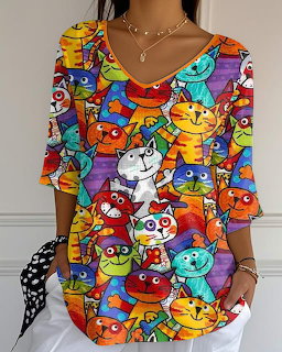 Colorful Cartoon Cats Shirt