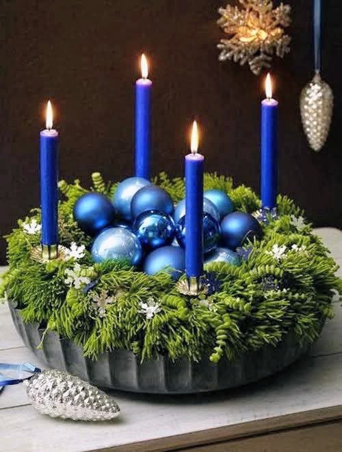 Blue Advent Wreath Candles