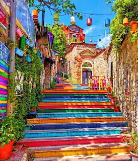 Colorful Istanbul Street Stairs