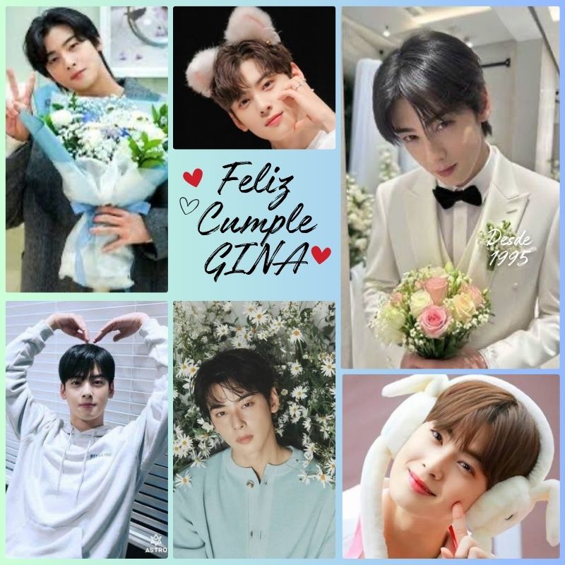 Photo collage of a young man with flowers and a blue birthday message card