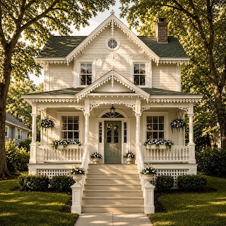Victorian Home White Porch