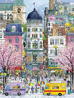 Colorful Town Street Scene