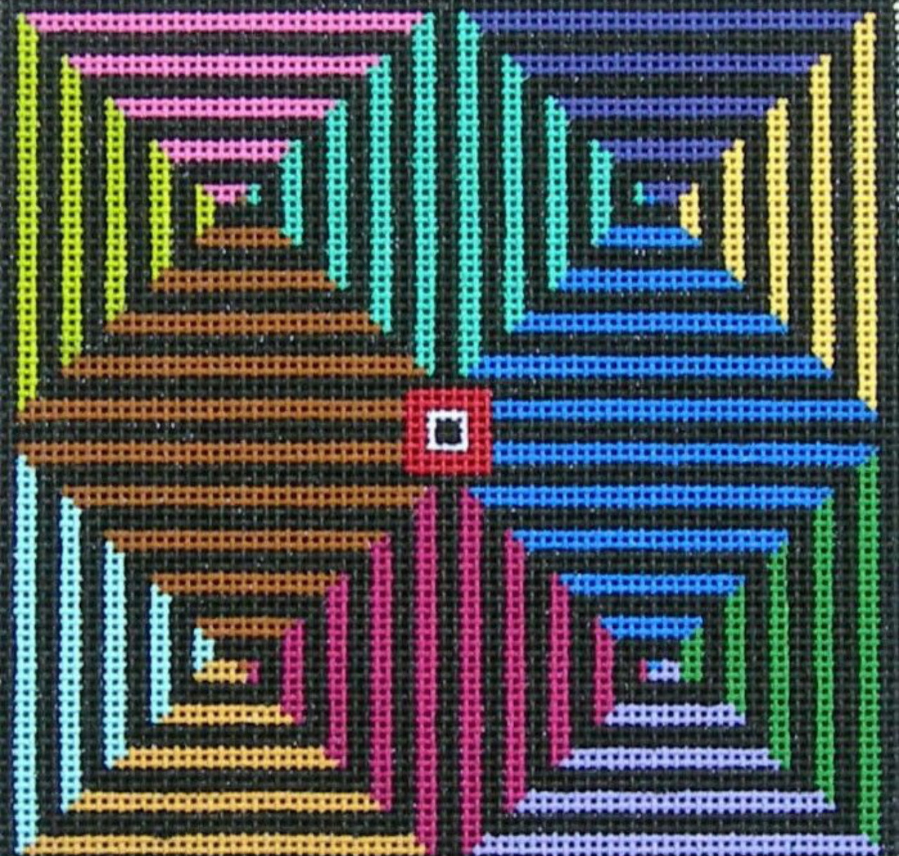 Rainbow Spiral Squares Mosaic
