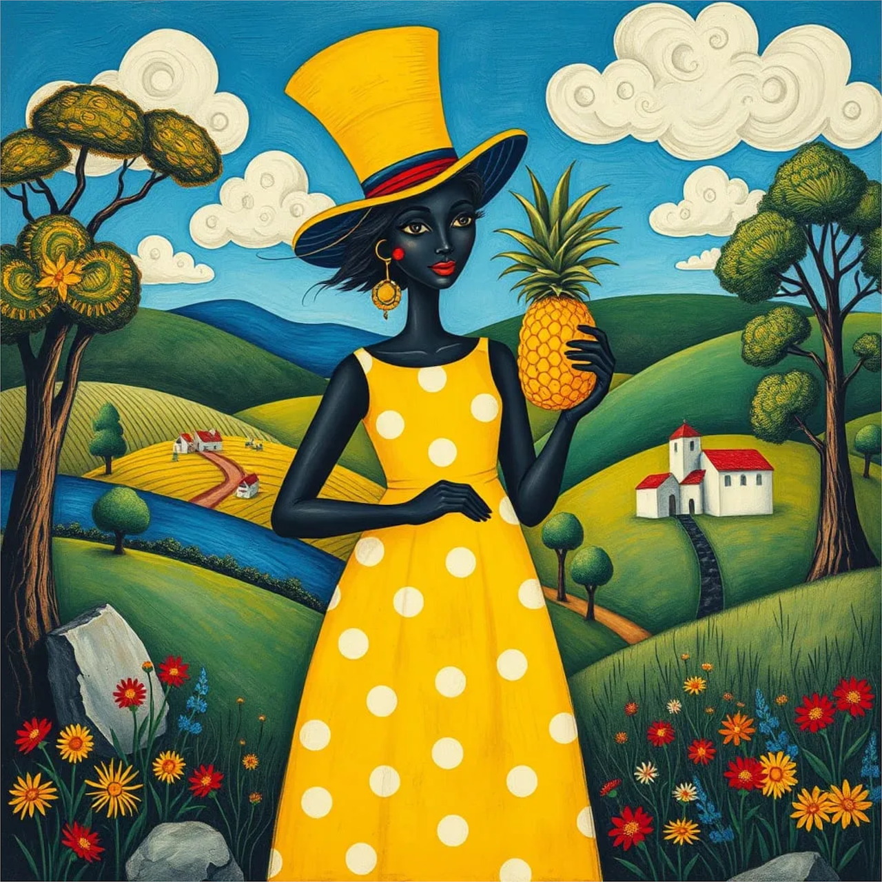 Black Cat in Yellow Dress