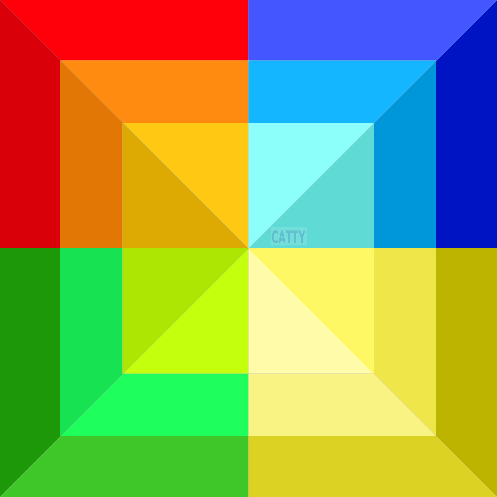 Abstract geometric art with nested colorful squares forming a rainbow gradient pattern