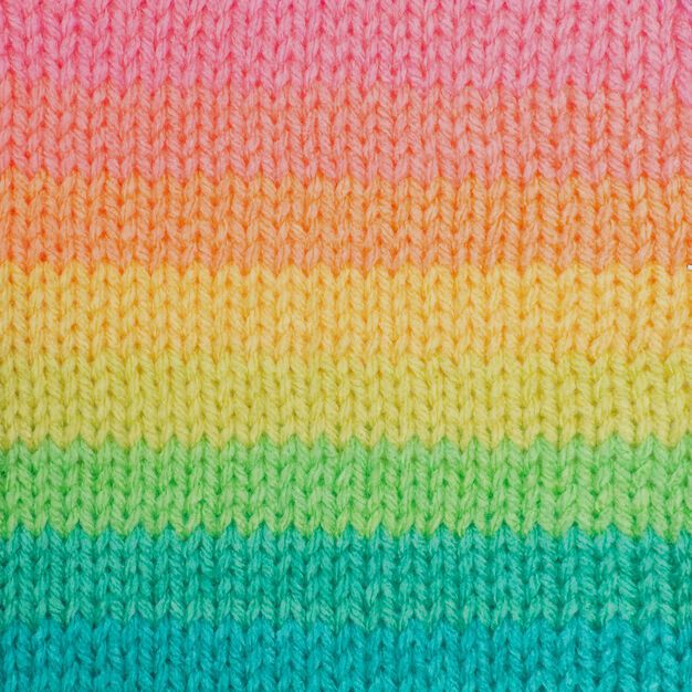 Pastel rainbow gradient knitted fabric texture with horizontal color stripes from pink to turquoise
