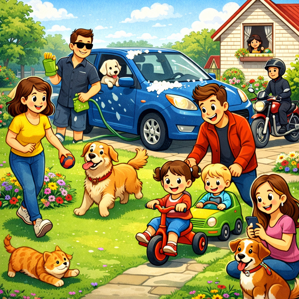 Family Garden Scene