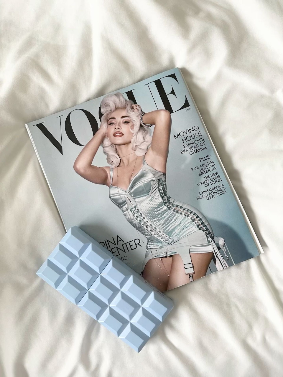 Sabrina Carpenter featured on a fashion magazine cover