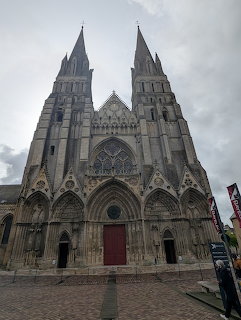 Gothic cathedral with two tall spires and intricate stone facade